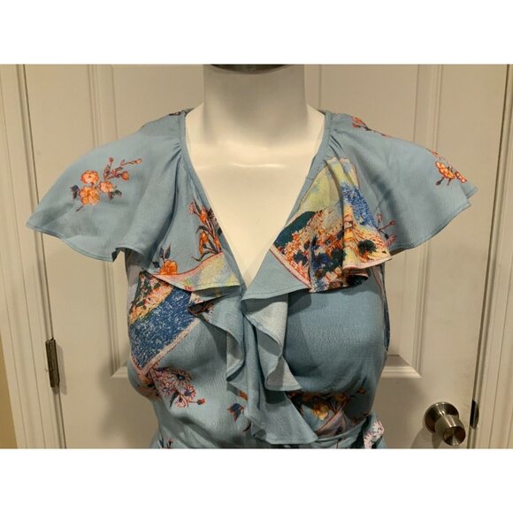 Maeve Anthropologie Blue Floral & Toucan Dress, Size 0 (US) - Picture 2 of 9
